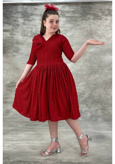 Işıltılı Araboy Kız Çocuk Abiye Elbise 001