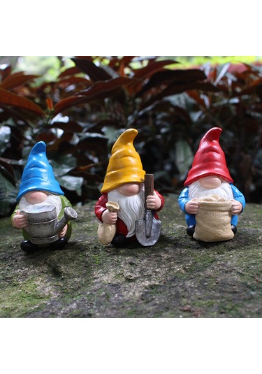 Yunboo Sentez Reçine Cüceler, El Yapımı Bahçe Dekorasyonu, Su Geçirmez Bahçe Ve Balkon Ornamenti, 3 Adet Set