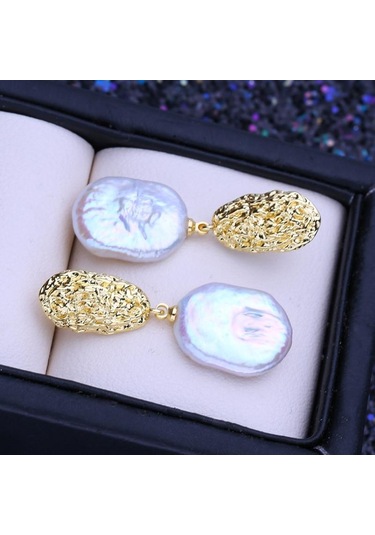 Lsooyh Doğal Tatlısu 12-16mm Büyük Barok Inci Takı Setleri Basit Kolye Kolye Gelin Düğün Damla Küpe Kadınlar Için Moda Hediyeler Altın