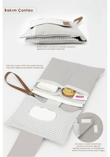 Mordesign Yenidoğan Bebek Bakım Çeyiz Seti Bebek Hediyesi, Anne Bebek Organizer, Bebek Hediye Kutusu Gri Ekose Zg10053-1 Gri