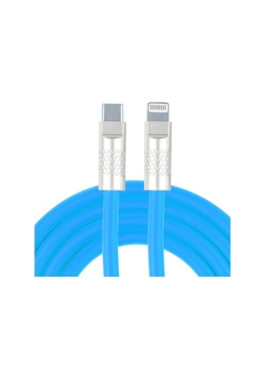 Rogfer Mech Serisi 120w Usb-c / Type-c - 8 Pin Metal Fiş Silikon Hızlı Şarj Veri Kablosu, Uzunluk: 1.2m Mavi