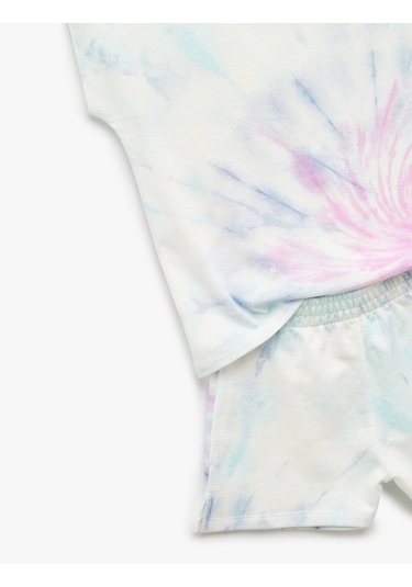 Koton Pamuklu Desenli 2'li Tişört Ve Şort Seti Beyaz Desenli 5skg10017ak Beyaz Desenli