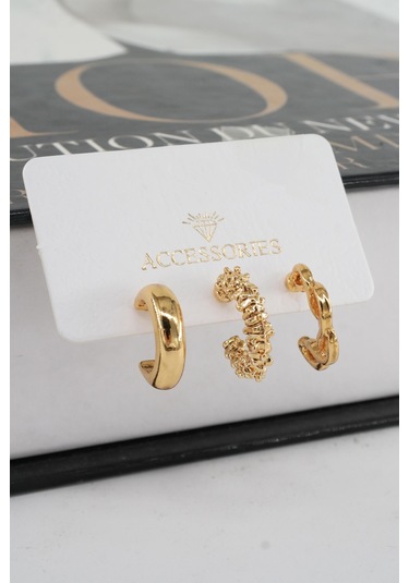 Byzeynaaksesuar Kadın 3'lü Küpe Çok Renkli