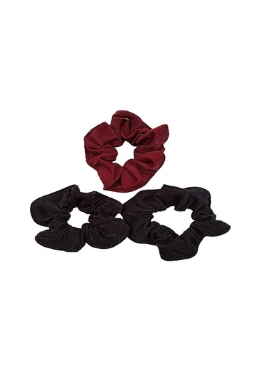 3'lü Kaşe Kumaş Simli Lastik Toka Saç Tokası Simit Toka