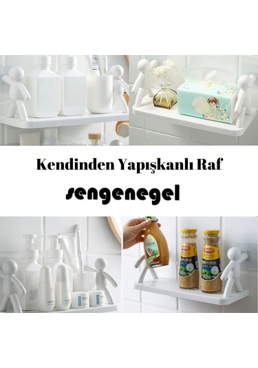 Sengenegel Kendinden Yapışkanlı Banyo Rafı Tarz Baharatlık Rafı Organizer Düzenleyici - 1 Adet