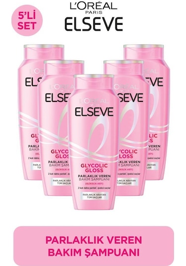 Elseve Glycolic Gloss Core Parlık Veren Bakım Şampuanı 5 x 300 ML