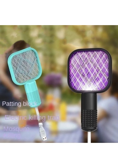 Elekikli Sineklik Mini Böcek Raket Uv Işık Elekik Çarpması Yaz Fly Swatters Açık White