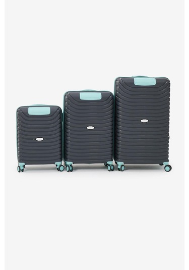 3'lü Set Silikon Kırılmaz Pp Unisex Füme Turkuaz Valiz Pwvlz005 Füme Turkuaz
