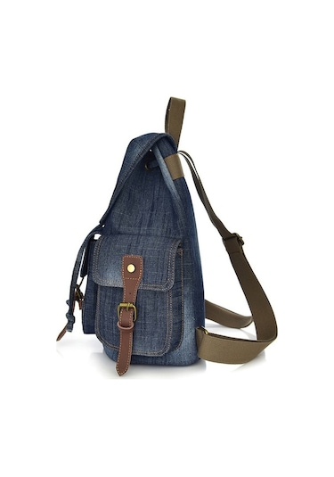 Maoyaya D9006 Multifunctional Denim Backpack 001, Pratik Tasarım Mavi