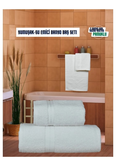 Goldroom Can 2 Li Pamuklu Banyo Havlu Seti Beyaz