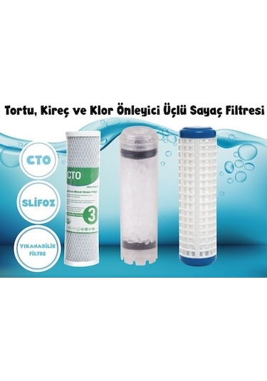 Sulook Daire Girişi 10 İnç Tortu, Kireç Ve Klor Önleyici Üçlü Sayaç Filtresi