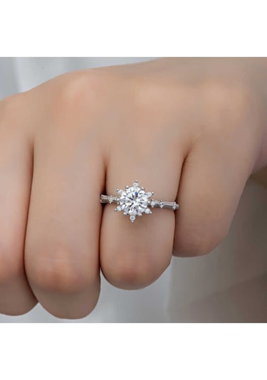 Casera's Gümüş Çiçek Desenli Kadın Yüzük Csr2185265 Gümüş