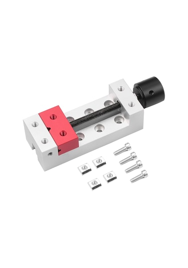 Youtek Ev Üstü Metal Cırcır Torbası - 5cm Çene Açığı, Hassas İşler İçin Taşınabilir Fikstür Madeni Gri/kırmızı Gümüş Ve Kırmızı