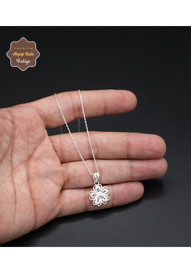 Çiçek Model 925 Ayar Saf Gümüş Telkari Kadın Kolye 201024662 Gümüş