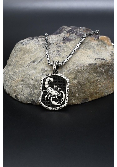 Akrep Figürlü 925 Ayar Gümüş Kolye Kral Zincir 2mm 902419 Gümüş