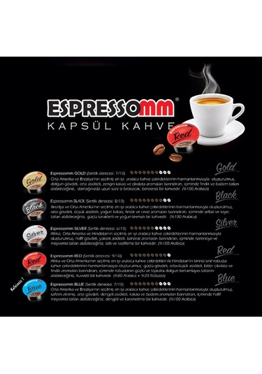 Espressomm® Tchibo Cafissimo Makineleri İle Uyumlu Red Kapsül Kahve 10'lu