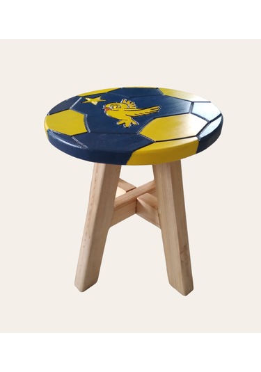 Fenerbahçe Fanatik El Yapımı Ahşap Çocuk Taburesi