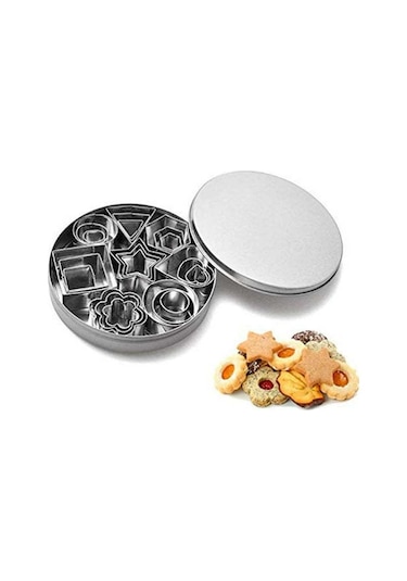 Kangvka 24'lü Paslanmaz Çelik Pasta Kurabiye Kalıbı Seti - Dıy Fırın Aletleri, Çeşitli Boyutlar, Tekrarlı Kullanım, Dayanıklı Gümüş