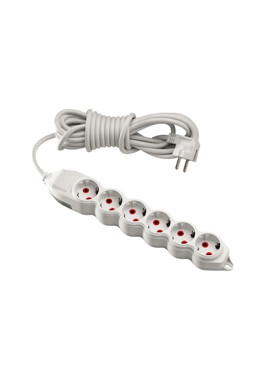 Mono Orion 6'lı Topraklı Grup Priz 5 Metre (3*1) Beyaz