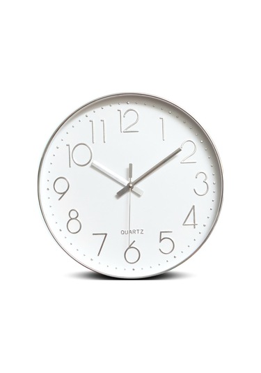 Minimalist Duvar Saati Gümüş , 30 Cm 12 İnç Modern Sessiz Duvar Saati, Sessiz Kuvars Hareketi Diğer