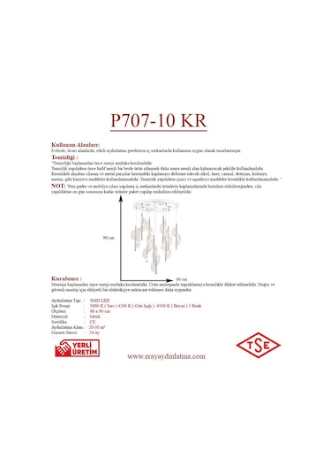 Eray Aydınlatma P7077-10 10Lu Krom Sarkıt Led Avize