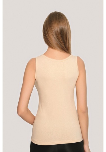 Kadın Ten Rengi Pamuklu Likralı Kalın Askılı Atlet 3'lü Paket Esnek Ve Yumuşak Kumaş Ten