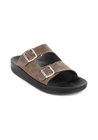 Muya Ditta Anatomik Taban Tokalı Dört Mevsim Erkek Terlik Vizon