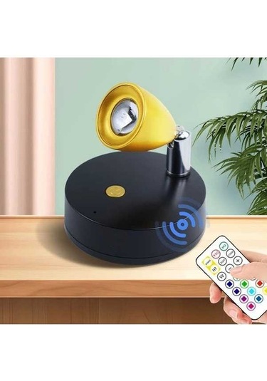 Fastbuy Altın 1 Bilgisayar Led Manyetik Duvar Lambası Uzaktan Kumandalı, Pil İle Çalışan, Yapışkanlı Dekorasyon Altın Altın