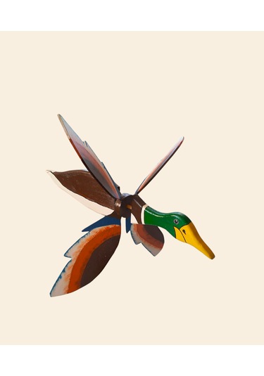 Yaban Ördeği Tamamı El Yapımı Ahşap Rüzgar Gülü Dış Mekan Dek...