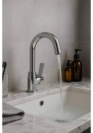 Rudi Armatür Krom Kaplama Lüx Lavabo Bataryası Gümüş