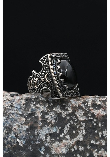 Minare Oniks Taşlı 925 Ayar Gümüş Erkek Yüzüğü 901682