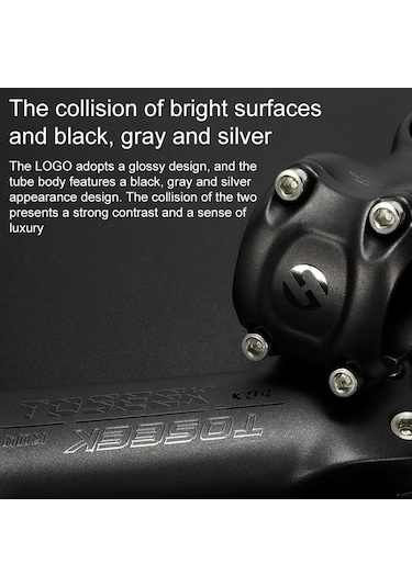 Toseek K04 Tam Karbon Fiber Lehimleme Yol Dağ Bisikleti Gidona Yükseltici Musluk, Boyut: 17 Derece, 100mm Siyah Gri Gümüş Siyah - Gri