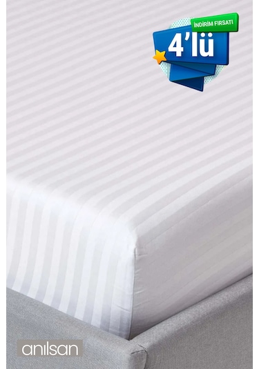 4'lü Çizgili Saten Lastikli Çarşaf Tek/çift Kişilik,83tel