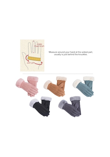 Geeroyoo Kadınlar İçin Kışlık Ekstra Kalın Dokunmatik Ekran Eldiveni - Süet Deri, Sürüş Ve Bisiklet Kullanımı İçin Süet Üç İplik Haki