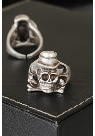 Kuru Kafa Tasarımlı Eskitme Gümüş Renkli Ayarlamalı Model Erkek Yüzük - Tj-ey216 Çok Renkli