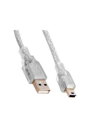 Usb 2.0, Şeffaf, 5 Metre, Usb Mini 5 Pin Kablo,