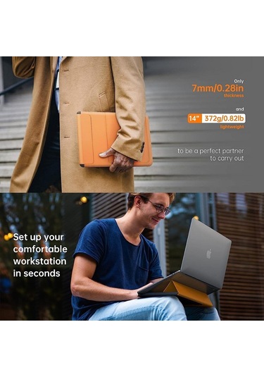 Novoo Rt13 4'ü 1 Arada Mousepad Özellikli & Kart Yuvalı Laptop Standı Ve Koruma Kılıfı Turuncu