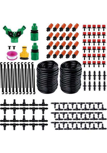 Qingmipy "otomatik Bitki Sulama Sistemi - 30m Serinletici Damla Sulama Kiti Ayarlanabilir Püskürtme Modlu "