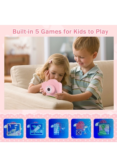 Vkemall Çocuklar İçin Renkli Dijital Kamera - 20mp Lens, 2.0" Ips Ekran, 1080p Video, Çekim/oynatma, Dahili Li-pol Batarya, Sarı