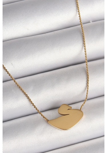 316l Çelik Gold Renk Zincir Kuğu Model Kadın Kolye Çok Renkli