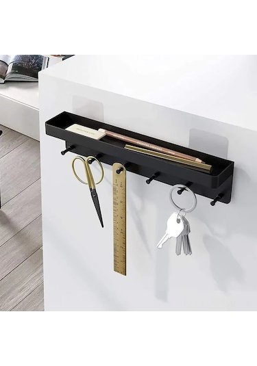 Maiyame Mat Siyah Duvar Tipi Organizatör, 6 Çelik Kanca İle Anahtar, Gözlük, Cüzdan Ve Küçük Eşya Depolama, 15 Kg Yük Taşıma Kapasitesi Siyah