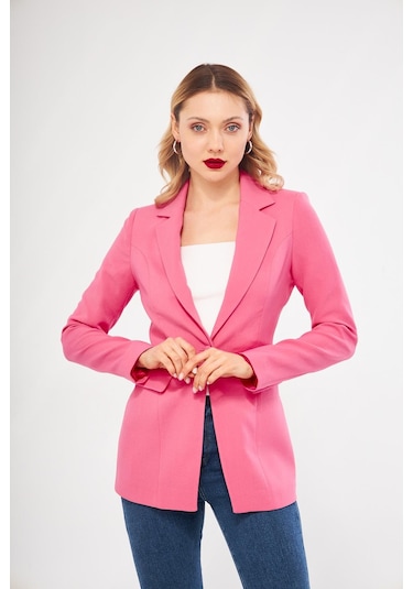 Lovelf Tek Düğme Klasik Ceket Pembe Pembe