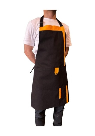 Model 2 Renkli Boyundan Askılı Mutfak,garson,barista Önlüğü Siyah-sarı