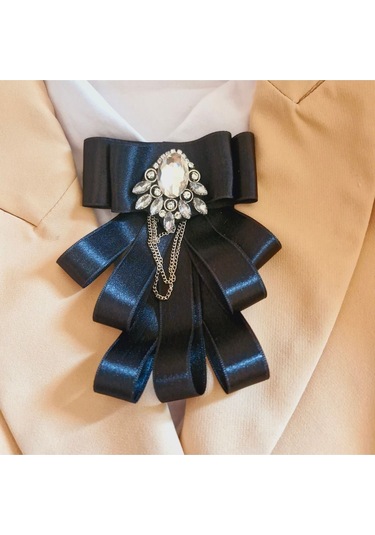 Siyah Vaoov Özel Seri Yaka Broş, Yaka İğnesi , Taşlı Tasarım, Hediyelik , Yaka Çiçeği 137 Beyaz