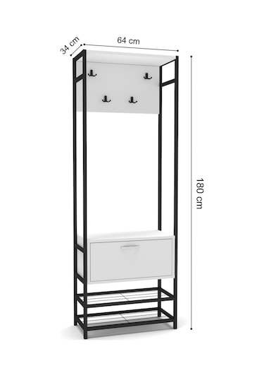 Portmanto Askılık Vestiyer Ayakkabılık Beyaz Beyaz