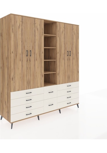 Kronos Dolap 9 Raflı 10 Çekmeceli 2 Askılı 220x59x243 Çam-çam/aytaşı Atlas Çam/aytası