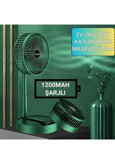 Polham 1200mah Şarjlı Katlanabilir Telefon Stantlı Masaüstü Serinletici Vantilatör Fan, Katlanır Fan