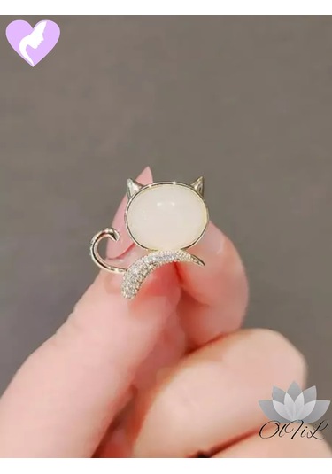 Olfil Mini Broş Kedi Yavrusu Kitten Kedi 193965798 Altın Rengi