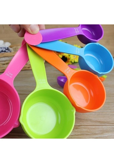 Renkli 5 Adet Mutfak Aletleri Ölçme Kaşıkları Bardak Kaşık Bardak Pişirme Gereçler Seti 1/4tsp Karıştırma & Ölçü Kapları 56665545