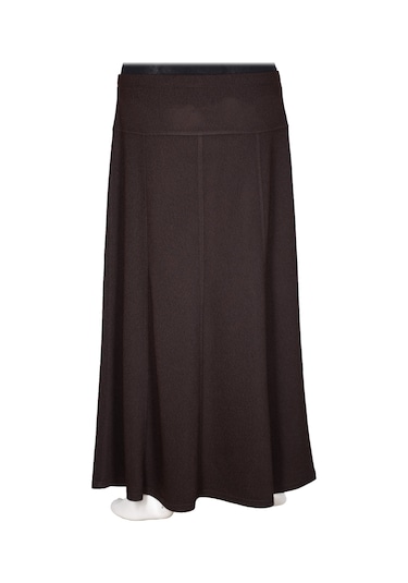 Hesna Kadın Seher Kışlık Büyük Beden Taşlı Astarsız Latikli Kahve Etek Kahverengi